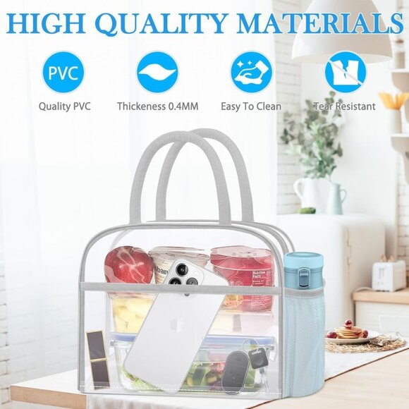 Clear Bag Stadium Approved, Lunch Bag Lunch Box for Women Men Reusable Insulated - Picture 3 of 6
